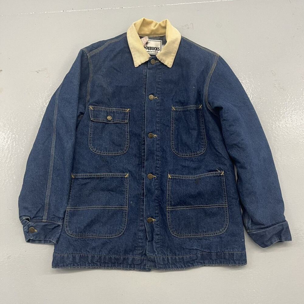 Vintage 80s Roebucks Dark Wash Blanket Lined Denim Chore